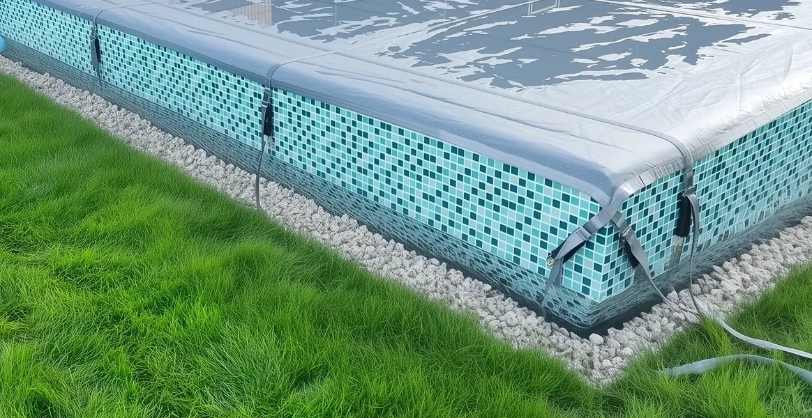 Покрывало для бассейна под снегом — защита зимой в Ачинске